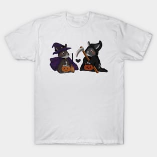 Witch and Grim Reaper Black Rabbit _ Bunniesmee Halloween Edition T-Shirt